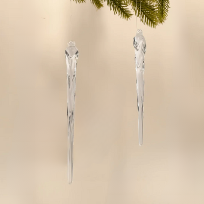 Clear Icicle Glass Ornament - Small