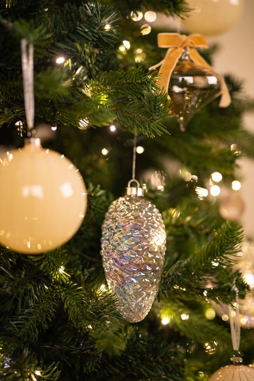 Pinecone Clear Glass Ornament - Large