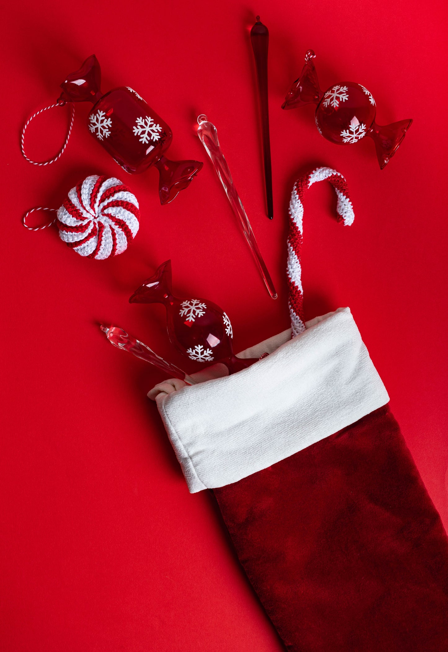 Snowflake Red Glass Bauble - Large