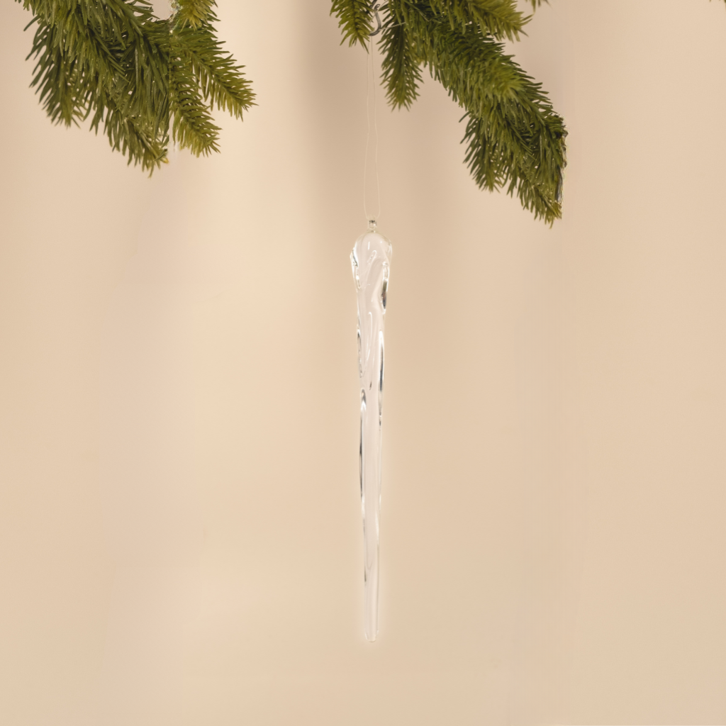 Clear Icicle Glass Ornament - Large