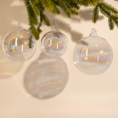 Clear Glass Bauble - Small Set of 9