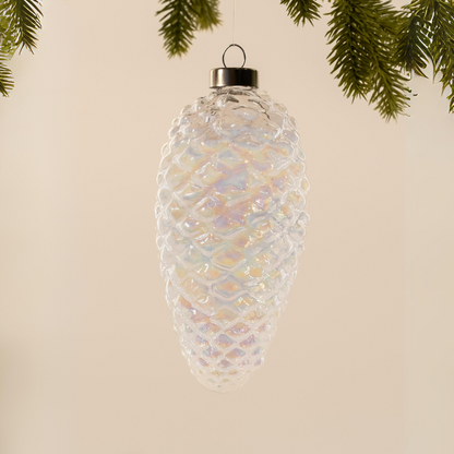 Pinecone Clear Glass Ornament - Large