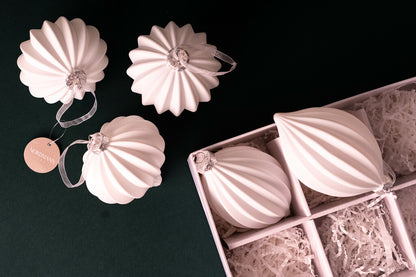 3 Piece Matte White Glass Ornament Set