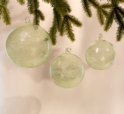 Emerald Green Nest Glass Ball Ornament - Medium