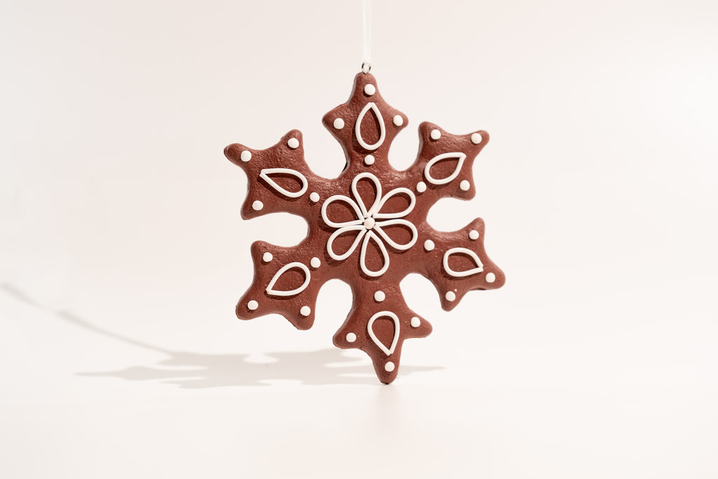 Large Gingerbread Snowflake Clay Ornament