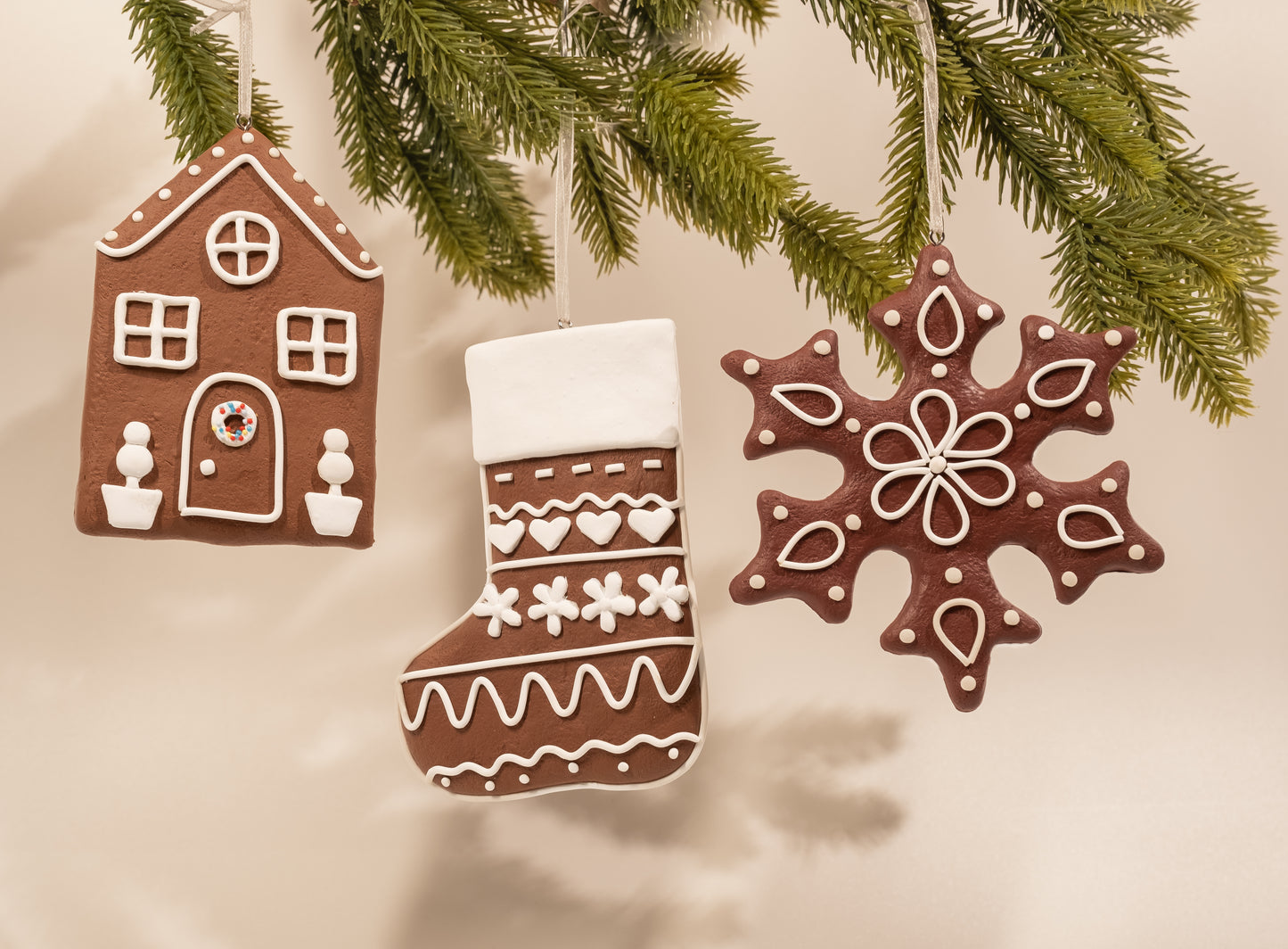 Large Gingerbread Snowflake Clay Ornament