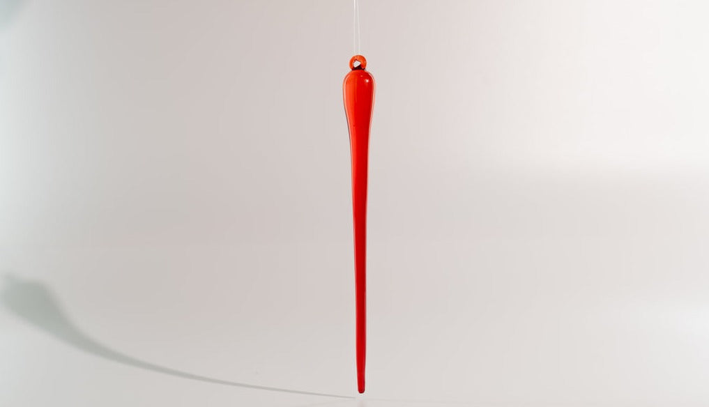 Red Icicle Glass Ornament - Large