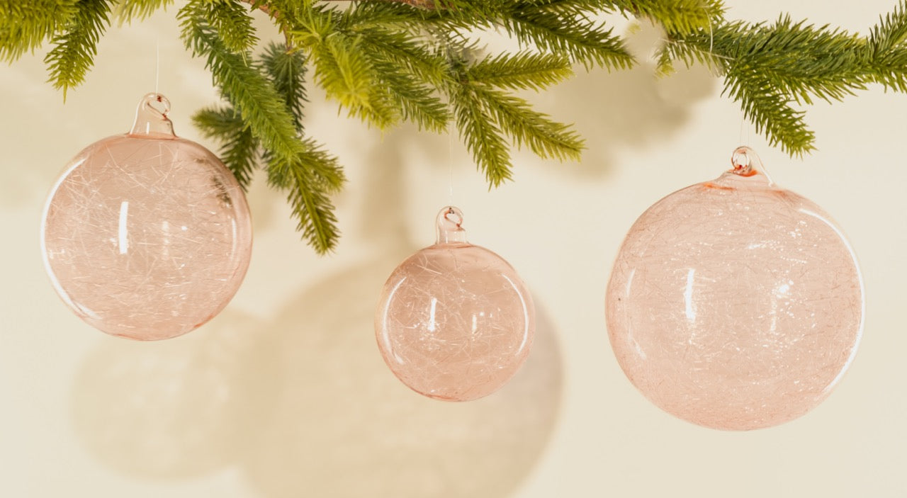 Pink Nest  Glass Ball Ornament - Small Set of 9