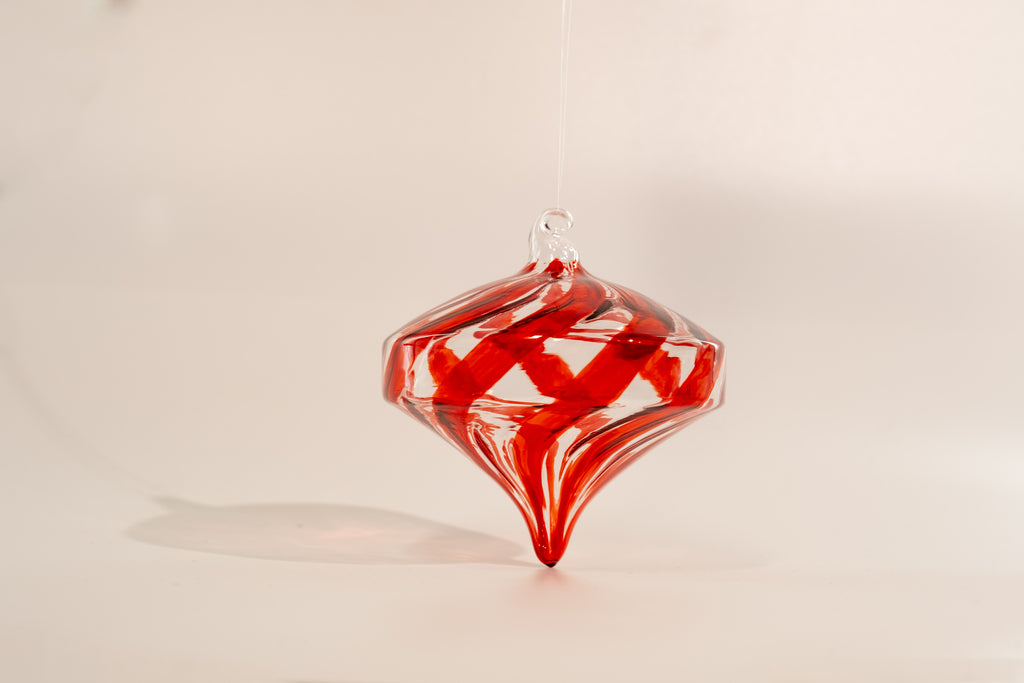 3 Piece Finial Red Twirl Glass Set