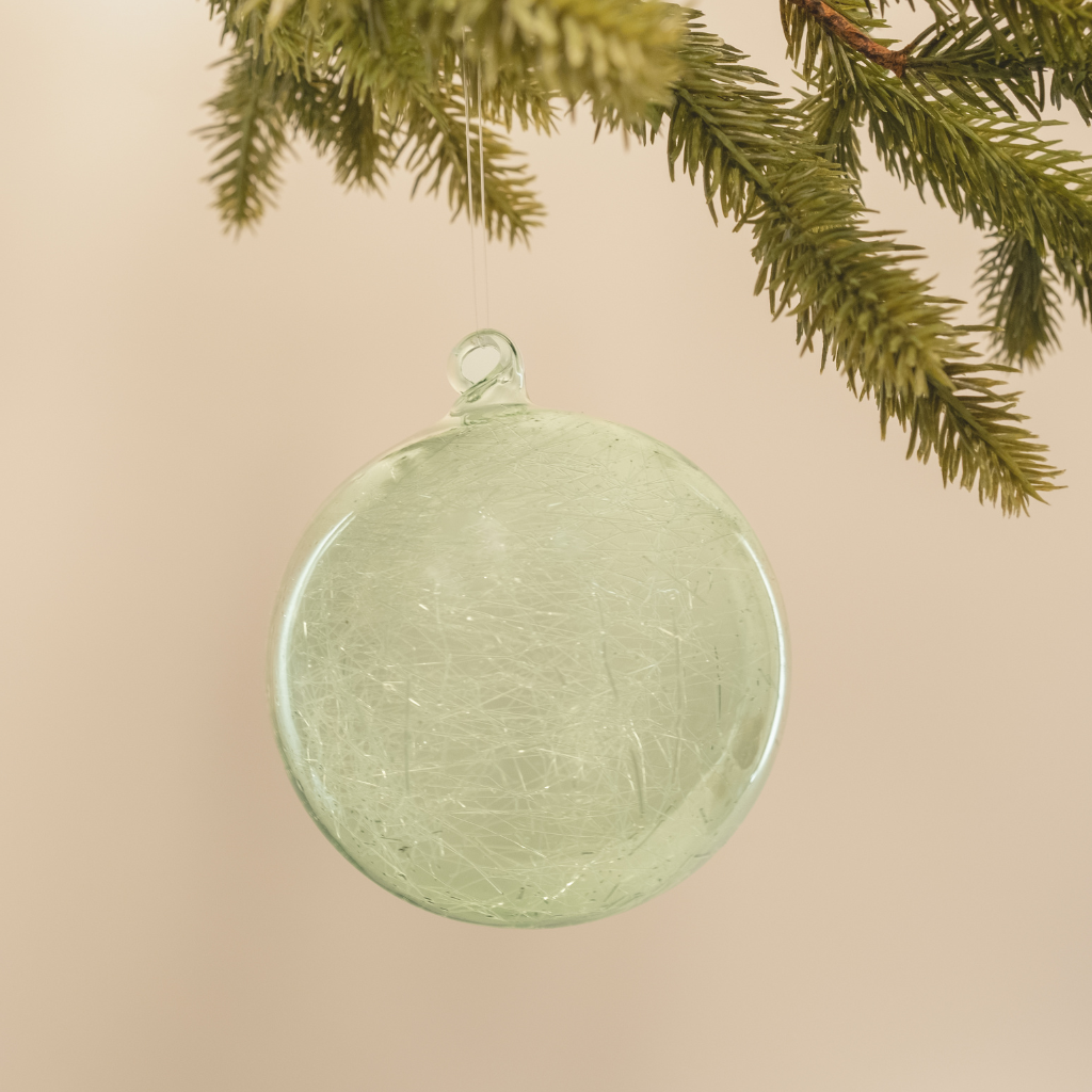 Emerald Green Nest Glass Ball Ornament - Large