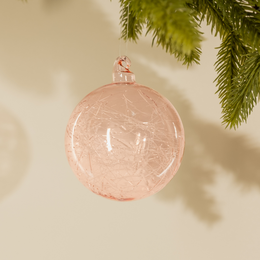 Pink Nest Glass Ball Ornament - Medium